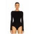 bysoca Kadın Siyah Sırt Dekolteli Kayık Yaka Uzun Kollu Vücudu Saran Tanga Esnek Sandy Bodysuit