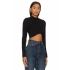 Kadın Siyah Yarım Balıkçı Yaka Asimetrik Kesim Çift Kat İpek Jarse Basic Crop Top Body Bluz