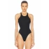Kadın Siyah Halter Yaka Sıfır Kol Alttan Çıtçıtlı Çift Kat Sandy Kumaş Basic Tanga Bodysuit