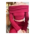 bysoca Kadın Bordo Madonna Yaka Düşük Omuz Gofre Kumaş Dokulu Crop Bluz