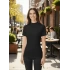 bysoca Kadın Siyah Yarım Balıkçı Yaka Kısa Kollu Likralı Pamuklu Slim Fit Basic Tişört