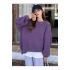 Kadın Mor Bisiklet Yaka Uzun Kollu Düşük Omuz Oversize Selanik Örgü Triko Kazak