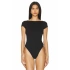 bysoca Kadın Siyah Sırt Dekolteli Kayık Yaka Kısa Kol İpek Jarse Tanga Bodysuit