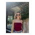 bysoca Kadın Bordo Straplez Kaşkorse Fitilli Sırtı Açık Basic Crop Top Büstiyer Bluz