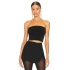 bysoca Kadın Siyah Straplez Vücudu Saran Sandy Kumaş Basic Crop Top Büstiyer