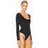 bysoca Kadın Siyah Uzun Kollu U Yaka İpek Jarse Vücudu Saran Basic Bodysuit