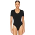 bysoca Kadın Siyah Yuvarlak Yaka Kısa Kol Likralı Pamuklu Vücudu Saran Basic Bodysuit