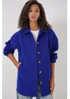 0674 Cepli Oversize Gömlek - Saks