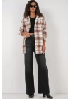 0710 Kapüşonlu Oversize Gömlek - Kahverengi