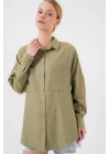 20126 Oversize Keten Gömlek - Çağla