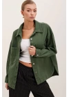 20192 Oversize Gabardin Gömlek Ceket - Haki