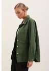20192 Oversize Gabardin Gömlek Ceket - Haki