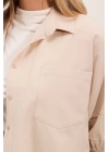 20213 Oversize Kısa Kol Basic Gömlek - Krem