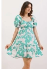 2351 Kloş Poplin Elbise - D. Mint