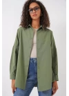 3900 Oversize Uzun Basic Gömlek - A.Haki