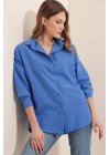 3900 Oversize Uzun Basic Gömlek - B.Mavi
