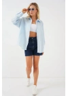 3900 Oversize Uzun Basic Gömlek - C.Mavi