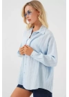 3900 Oversize Uzun Basic Gömlek - C.Mavi