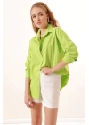 3900 Oversize Uzun Basic Gömlek - G.Yeşil