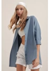 3900 Oversize Uzun Basic Gömlek - İndigo