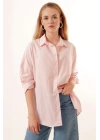 3900 Oversize Uzun Basic Gömlek - Pudra