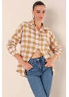 3900 Oversize Uzun Basic Gömlek - Vizon