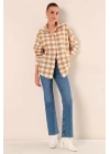 3900 Oversize Uzun Basic Gömlek - Vizon