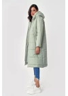 5120 Kapşonlu Uzun Şişme Mont - Mint