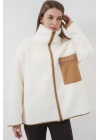 55446 Fermuarlı Oversize Peluş Ceket Mont - Camel