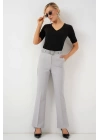 6538 Kemerli İspanyol Paça Pantolon - Gri