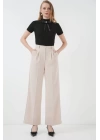 6647 Bol Paça Kumaş Pantolon - Krem