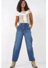 6688 Yüksek Bel Baggy Kot Pantolon - Lacivert
