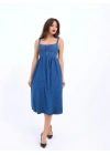 7143 KOT ELBİSE-MAVİ