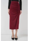 8033 Sandy Yırtmaçlı Etek - Bordo