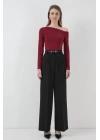 937 Kayık Yaka Sandy Bluz - Bordo