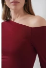 937 Kayık Yaka Sandy Bluz - Bordo