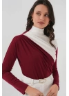 940 Büzgü Detaylı Sandy Bluz - Bordo