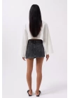 Asimetrik Bel Denim Mini Etek
