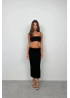 Askı Detay Straplez Dokulu Crop