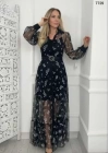 Astar Sandy, Dışı Tül çiçek Desenli Elbise
