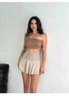 Ayrobin Şortlu Etek - Bej
