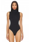 bysoca Kadın Siyah Balıkçı Yaka Fermuarlı Sıfır Kol Vücudu Saran Basic Bodysuit