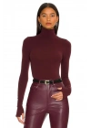 bysoca Kadın Bordo Balıkçı Yaka Uzun Kollu Parmak Geçmeli İpek Jarse Bodysuit