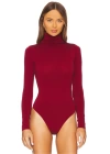 bysoca Kadın Bordo Balıkçı Yaka Uzun Kollu Vücudu Saran Basic Bodysuit