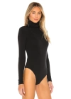 bysoca Kadın Siyah Balıkçı Yaka Uzun Kollu Vücudu Saran Basic Bodysuit