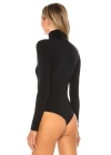 bysoca Kadın Siyah Balıkçı Yaka Uzun Kollu Vücudu Saran Basic Bodysuit
