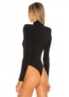 bysoca Kadın Siyah Balıkçı Yaka Vatkalı Yanı Büzgülü Uzun Kollu Vücudu Saran Bodysuit