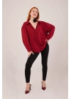 Basic Oversize Bordo Gömlek