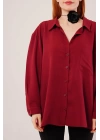 Basic Oversize Bordo Gömlek