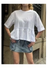 Basic Oversize T-Shirt Volanlı